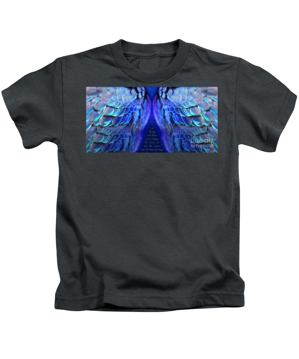 Wings Kids T-Shirt featuring the digital art Psalm 91 Wings by Constance Woods