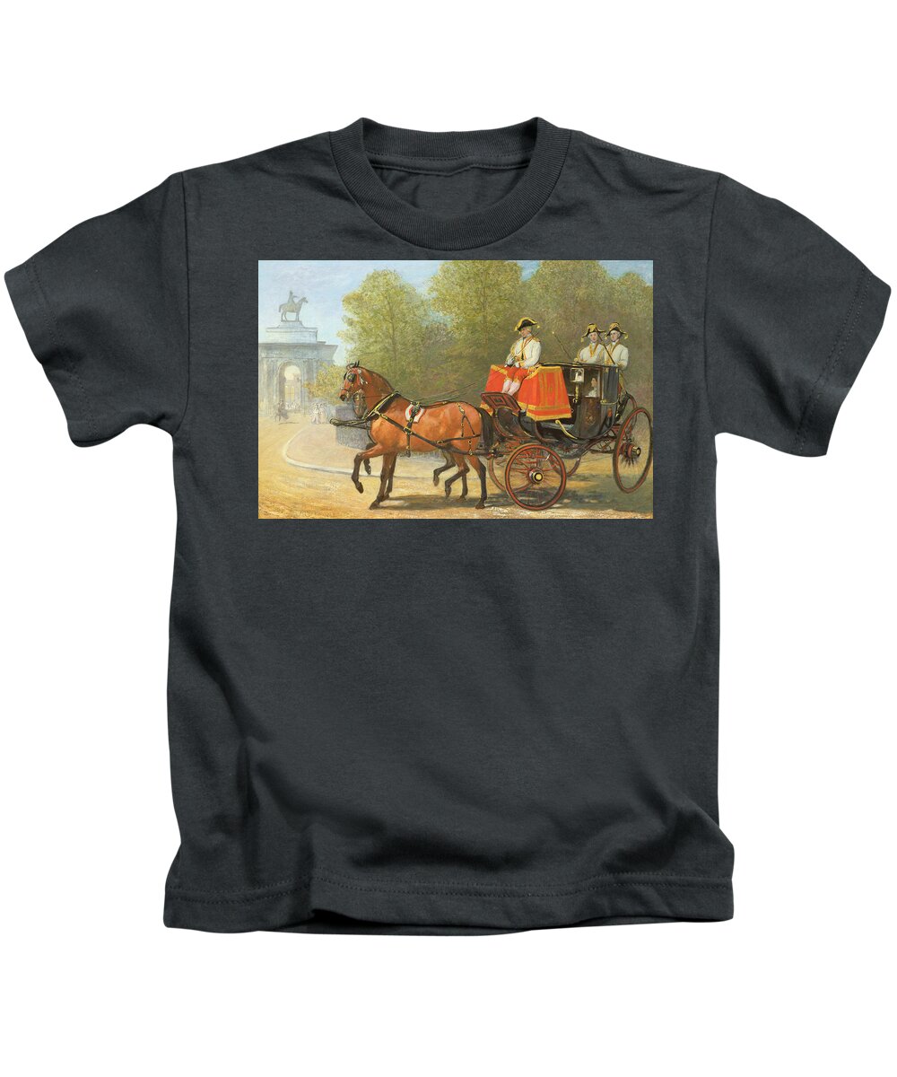 Horse Kids T-Shirt featuring the painting Returning from Her Majestys Drawing Room by Alfred Corbould