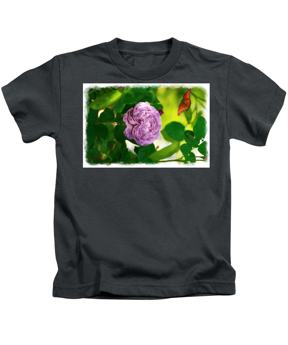 Hibiscus Paintings Kids T-Shirt featuring the photograph Rose Garden by Mayhem Mediums