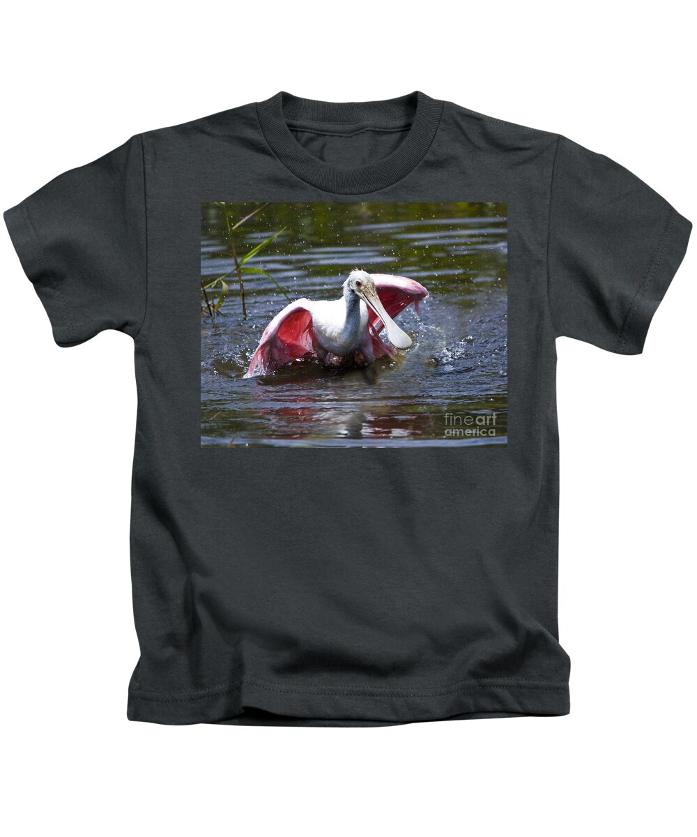 Roseate Spoonbill Kids T-Shirt featuring the photograph Roseate Spoonbill by John Greco