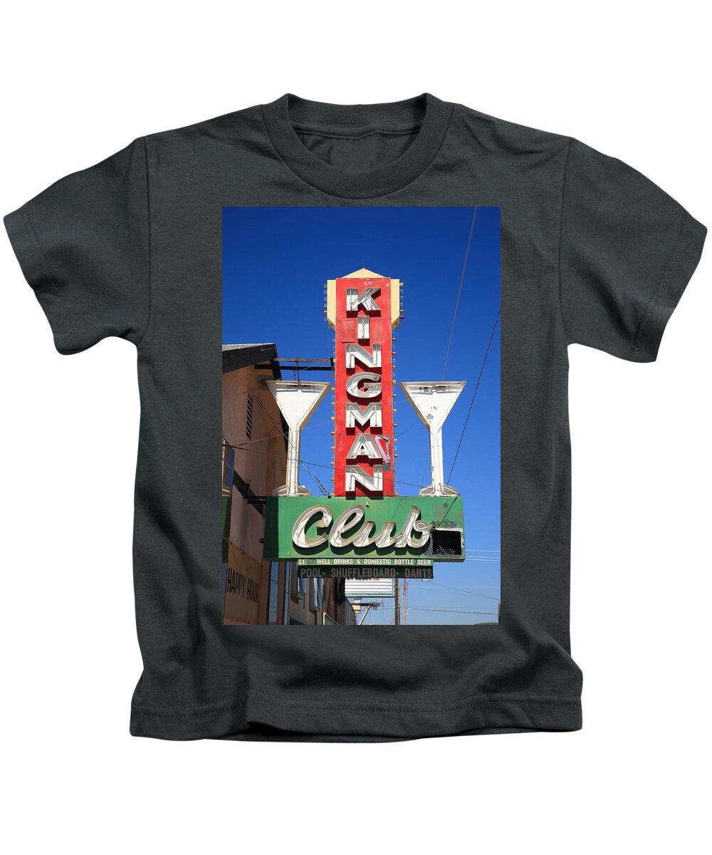 66 Kids T-Shirt featuring the photograph Route 66 - Kingman Club Neon 2012 by Frank Romeo