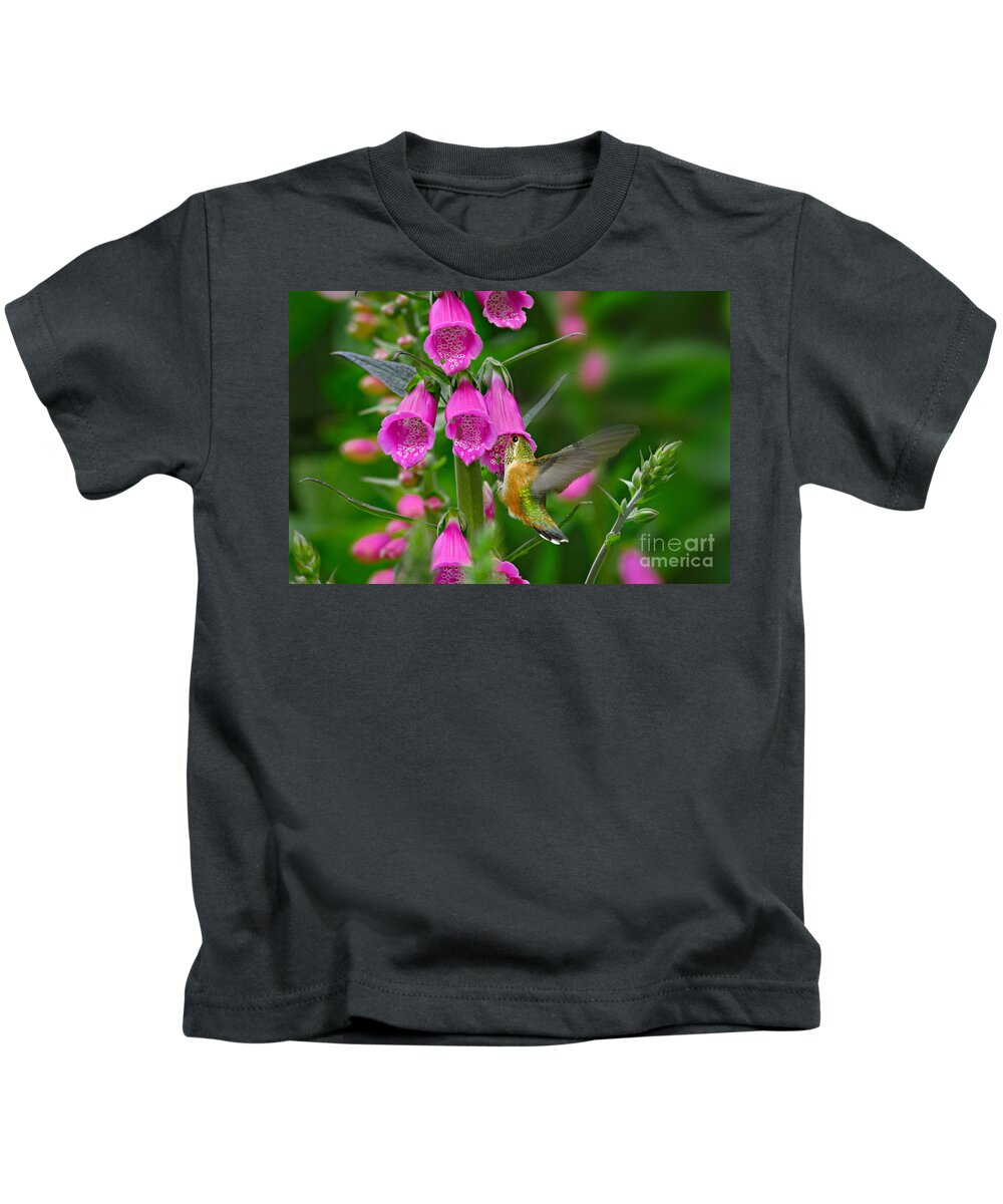 Animal Kids T-Shirt featuring the photograph Rufous Hummingbird #1 by Thomas and Pat Leeson