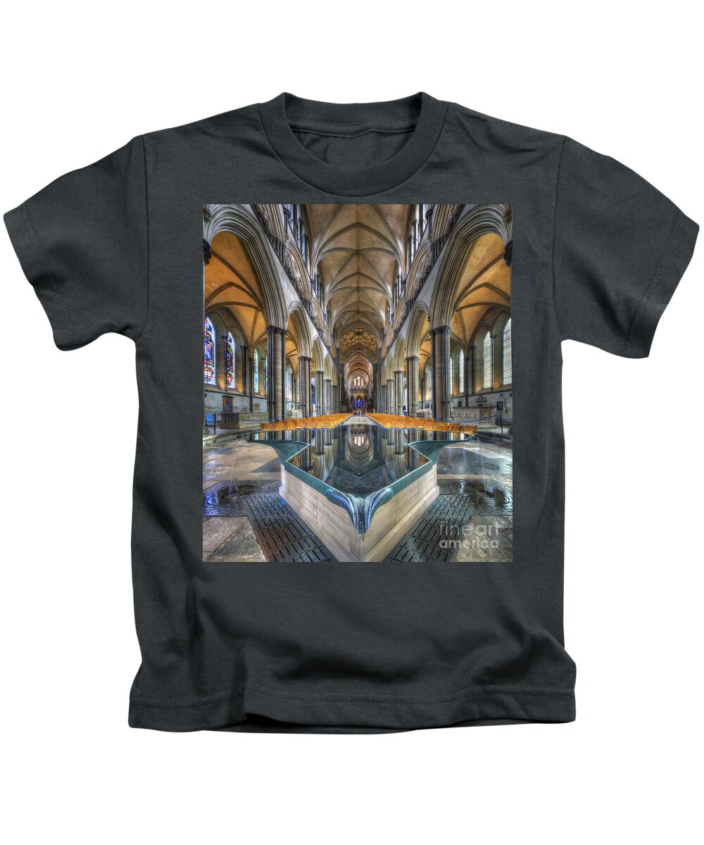 Hdr Kids T-Shirt featuring the photograph Salisbury Cathedral by Yhun Suarez