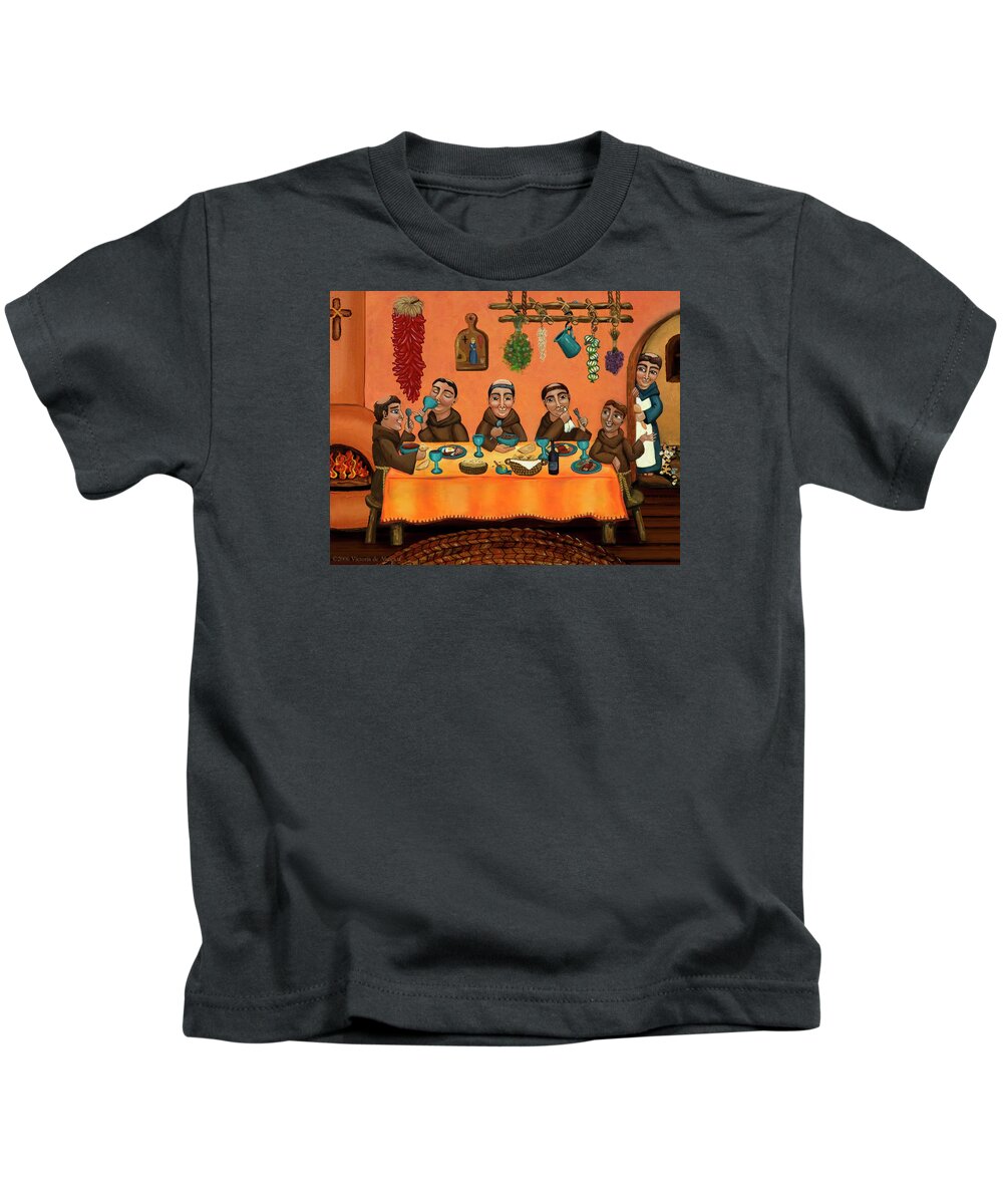 Hispanic Art Kids T-Shirt featuring the painting San Pascuals Table by Victoria De Almeida