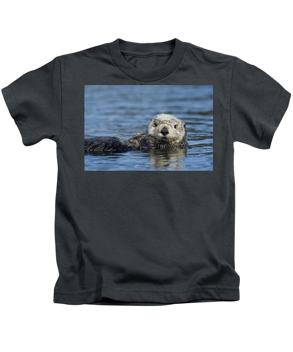 Michael Quinton Kids T-Shirt featuring the photograph Sea Otter Alaska by Michael Quinton