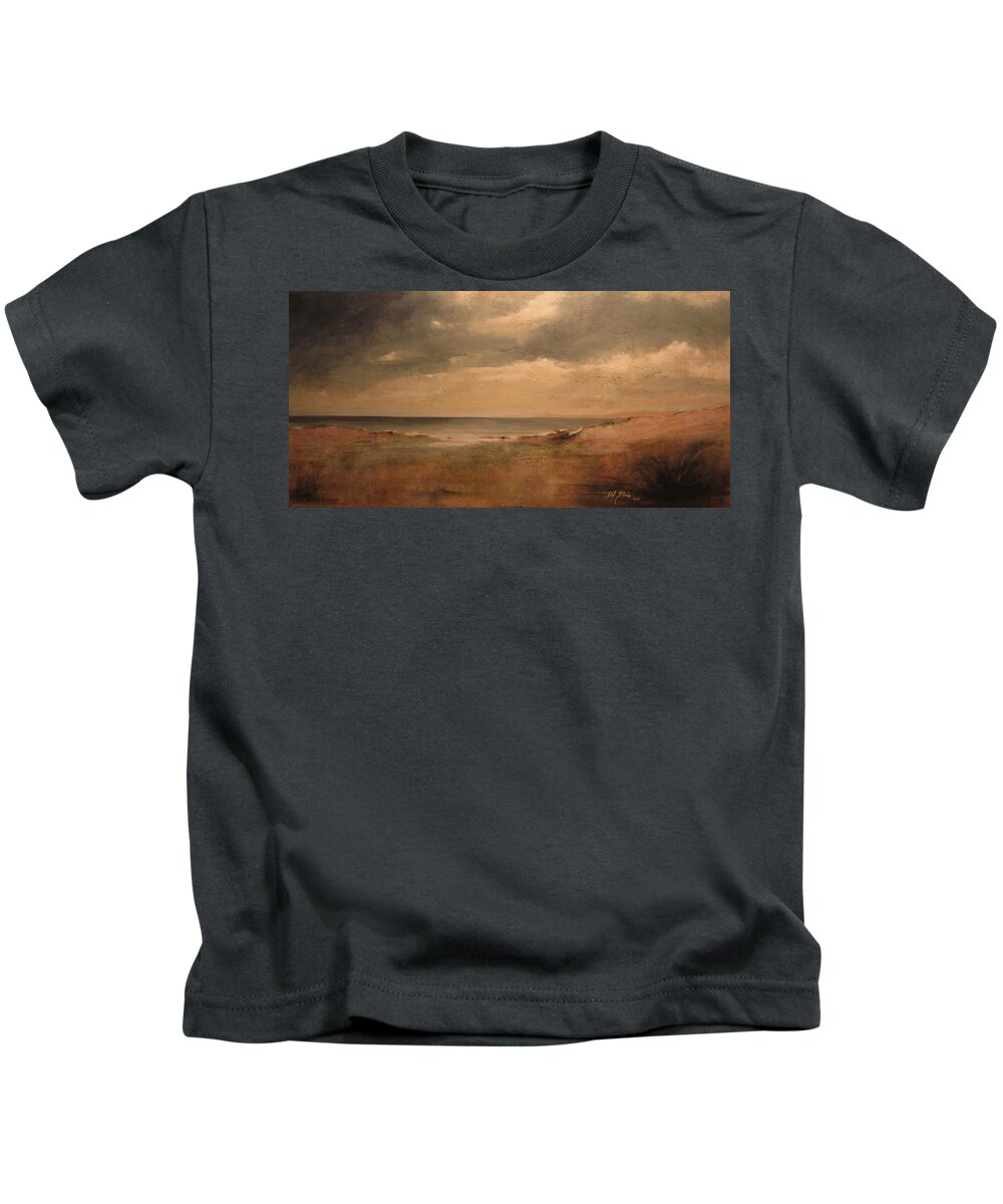 Diane Strain Kids T-Shirt featuring the painting Seascape using Resin Sand by Diane Strain