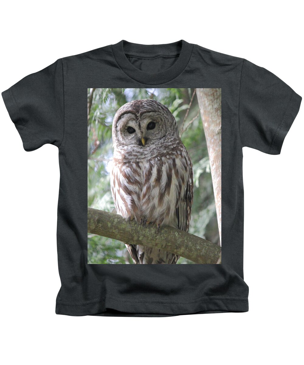 Owl Kids T-Shirt featuring the photograph Security Cam by Randy Hall