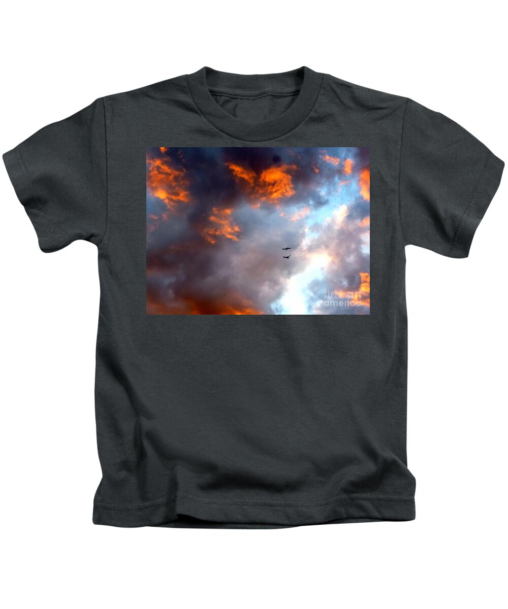 Sunset Kids T-Shirt featuring the photograph Sedona Sunset Ravens by Mars Besso