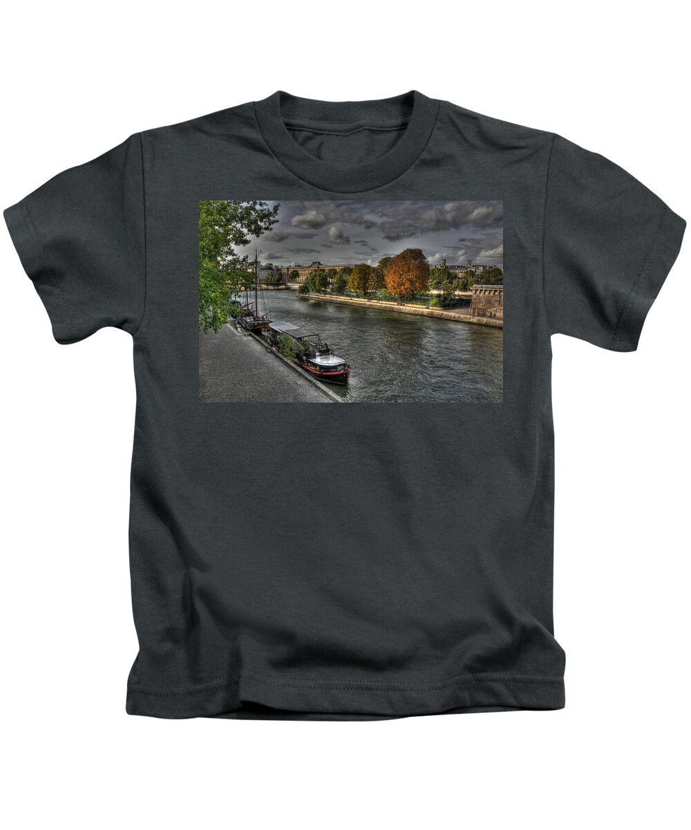 Paris Seine Kids T-Shirt featuring the photograph Seine Study Number One by Michael Kirk