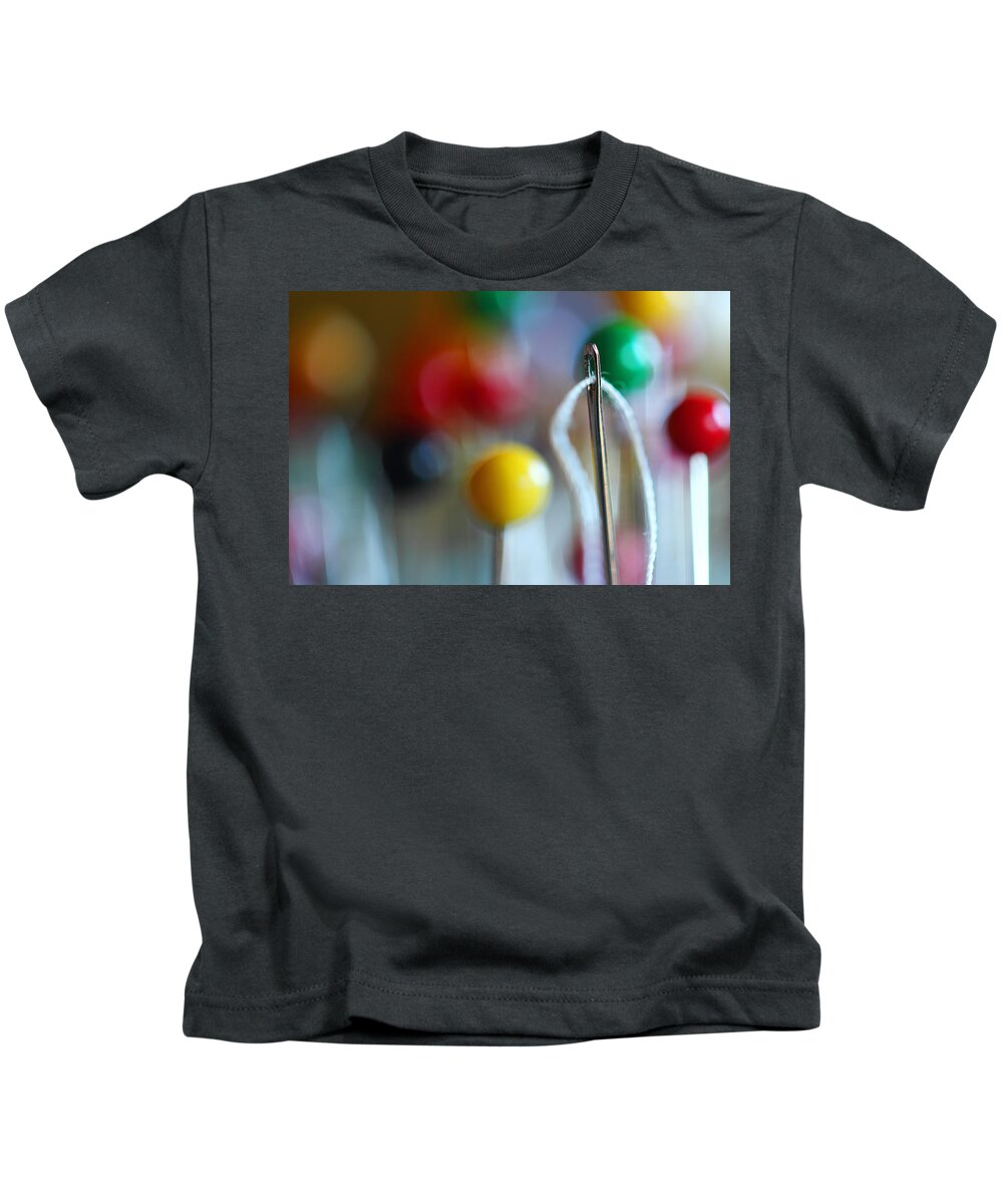 Needle Kids T-Shirt featuring the photograph Sewing by Michael Eingle