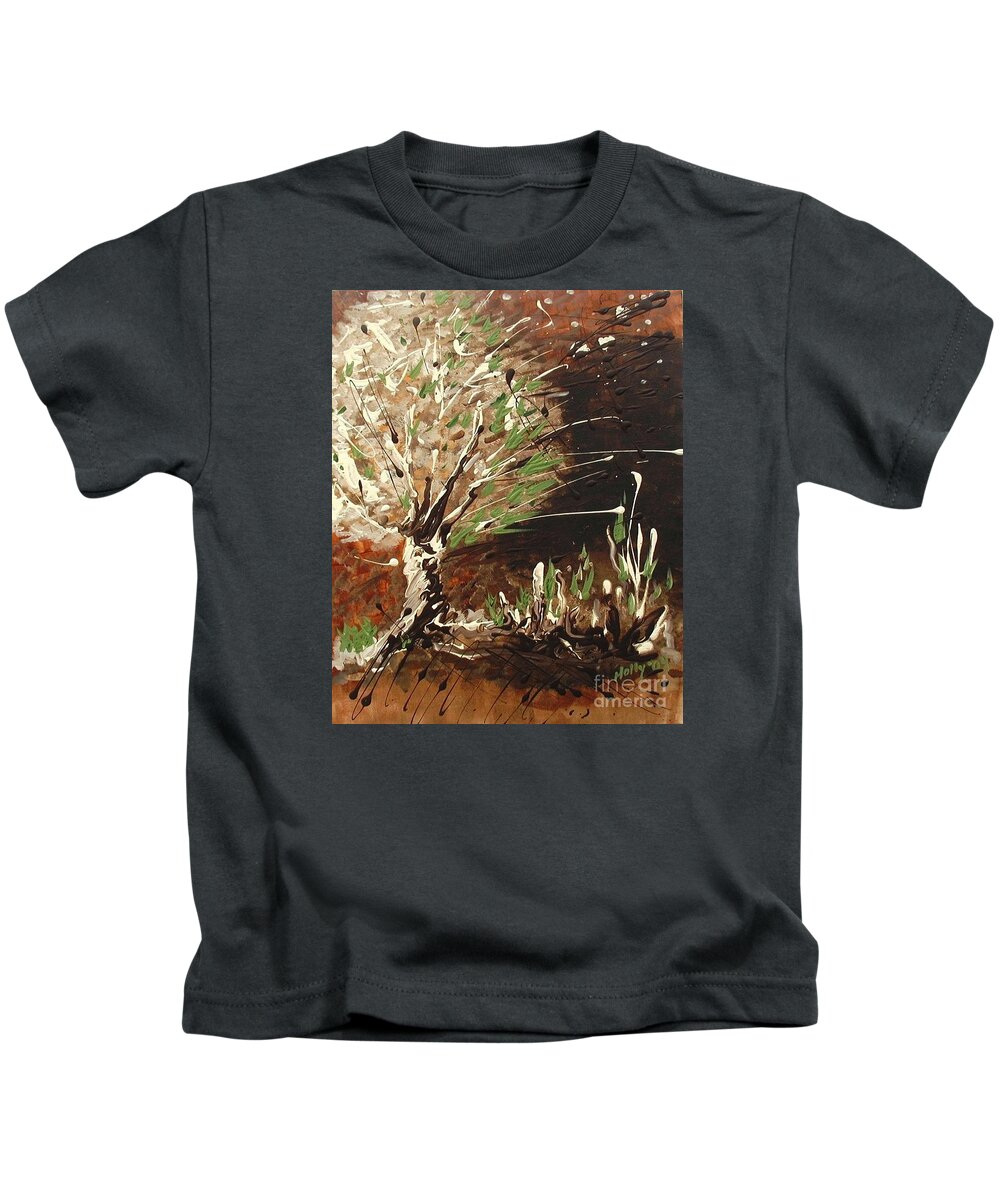 Tree Kids T-Shirt featuring the painting Shadows by Holly Carmichael