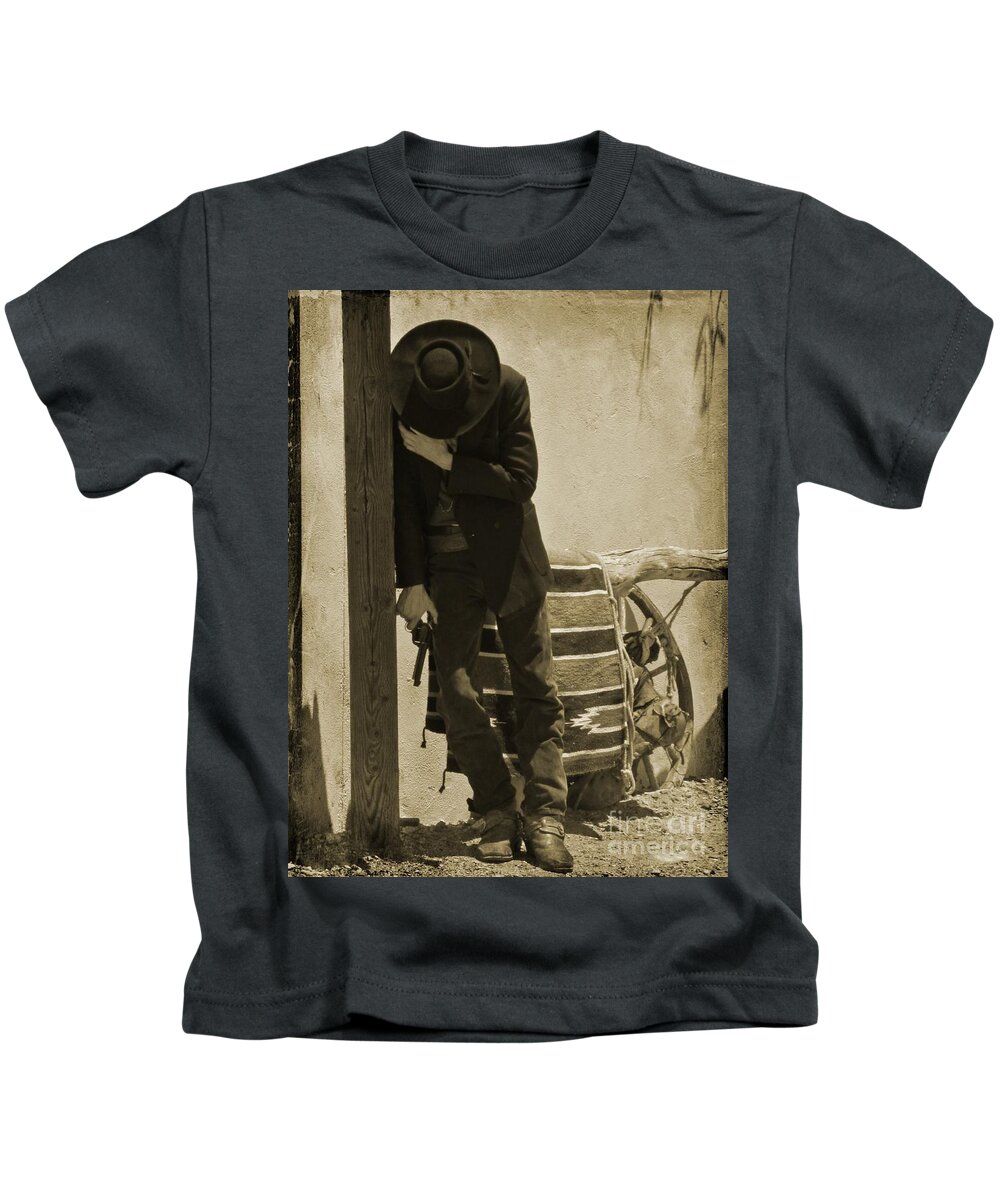 Gunslingers Kids T-Shirt featuring the photograph Shot in the Arm by John Malone