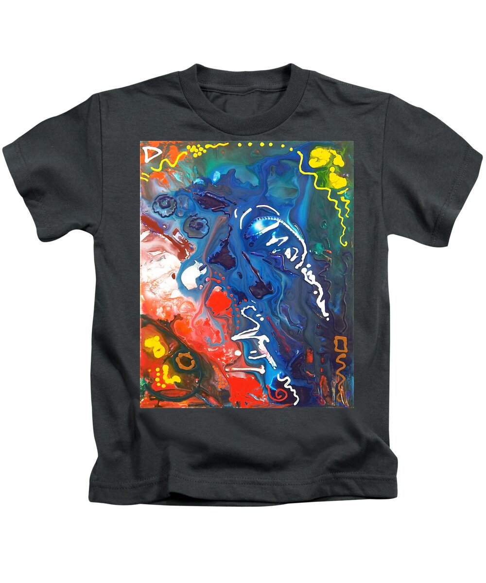  Kids T-Shirt featuring the painting SIGNS OF LIFE canvas four by Sally Trace