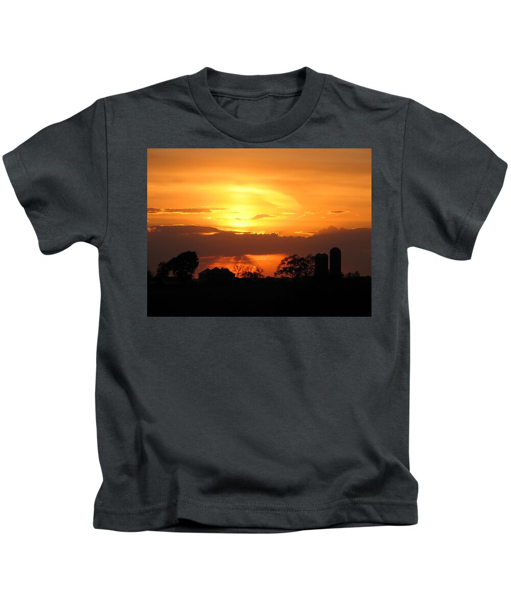 Farmer Kids T-Shirt featuring the photograph Silo Sunset by Dale Kauzlaric