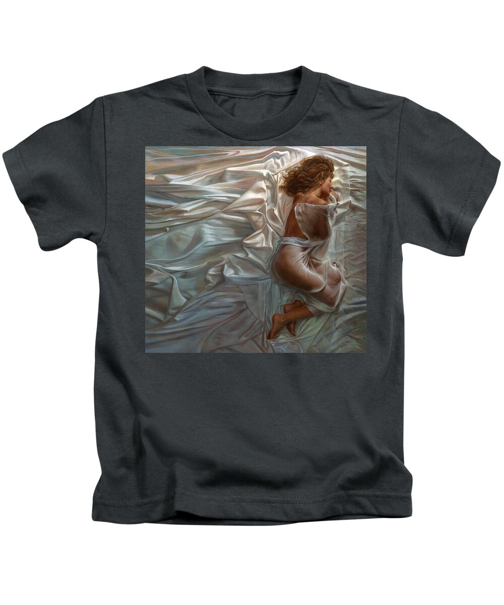Portrait Kids T-Shirt featuring the painting Sogni Dolci by Mia Tavonatti