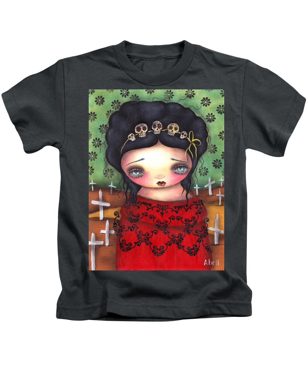 Frida Kahlo Kids T-Shirt featuring the painting Soledad by Abril Andrade