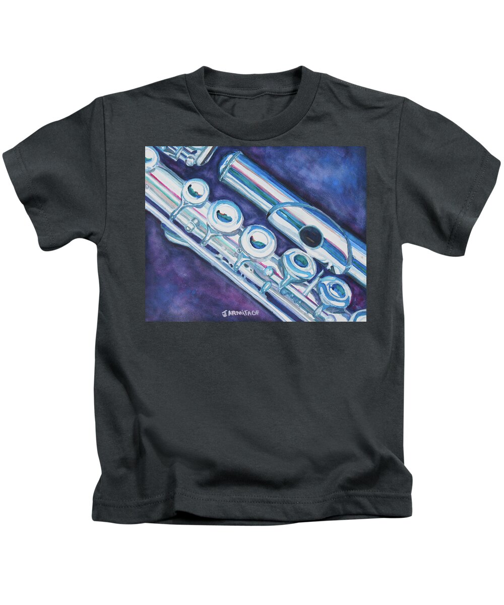 Flute Kids T-Shirt featuring the painting Some Assembly Required by Jenny Armitage