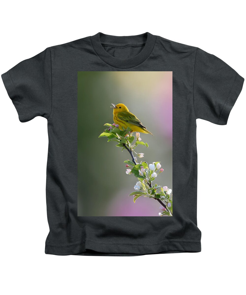 Yellow Warbler Kids T-Shirt featuring the photograph Song of Spring by Rob Blair