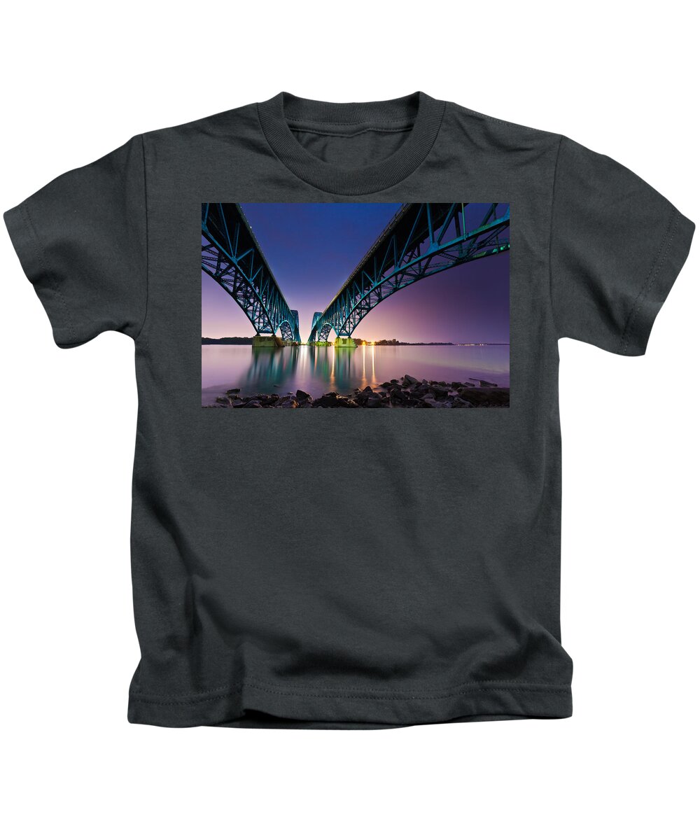 Horizontal Kids T-Shirt featuring the photograph South Grand Island Bridge by Mihai Andritoiu