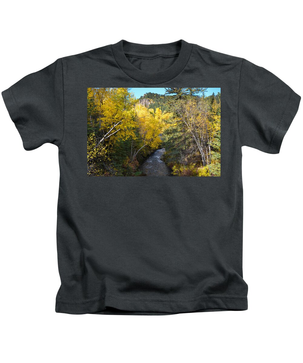 Dakota Kids T-Shirt featuring the photograph Spearfish Creek in Fall Foliage by Greni Graph