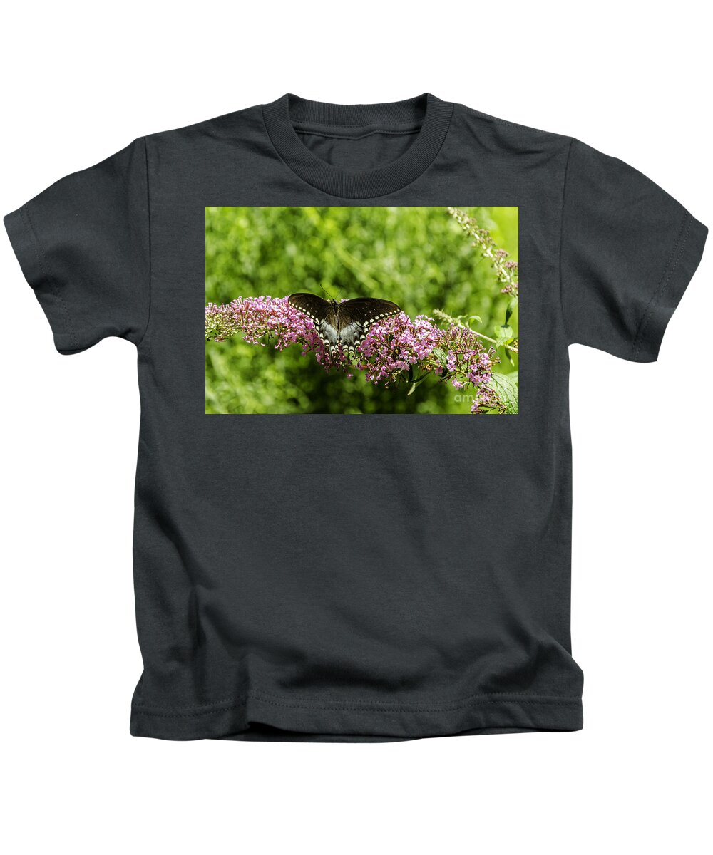 Antenna Kids T-Shirt featuring the photograph Spicebush Swallowtail by Mary Carol Story