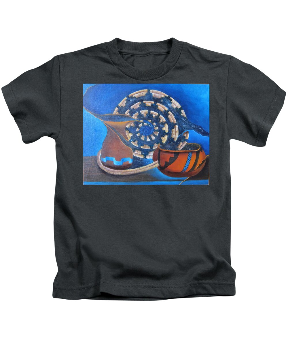 Curvismo Kids T-Shirt featuring the painting Spirit Legends by Sherry Strong