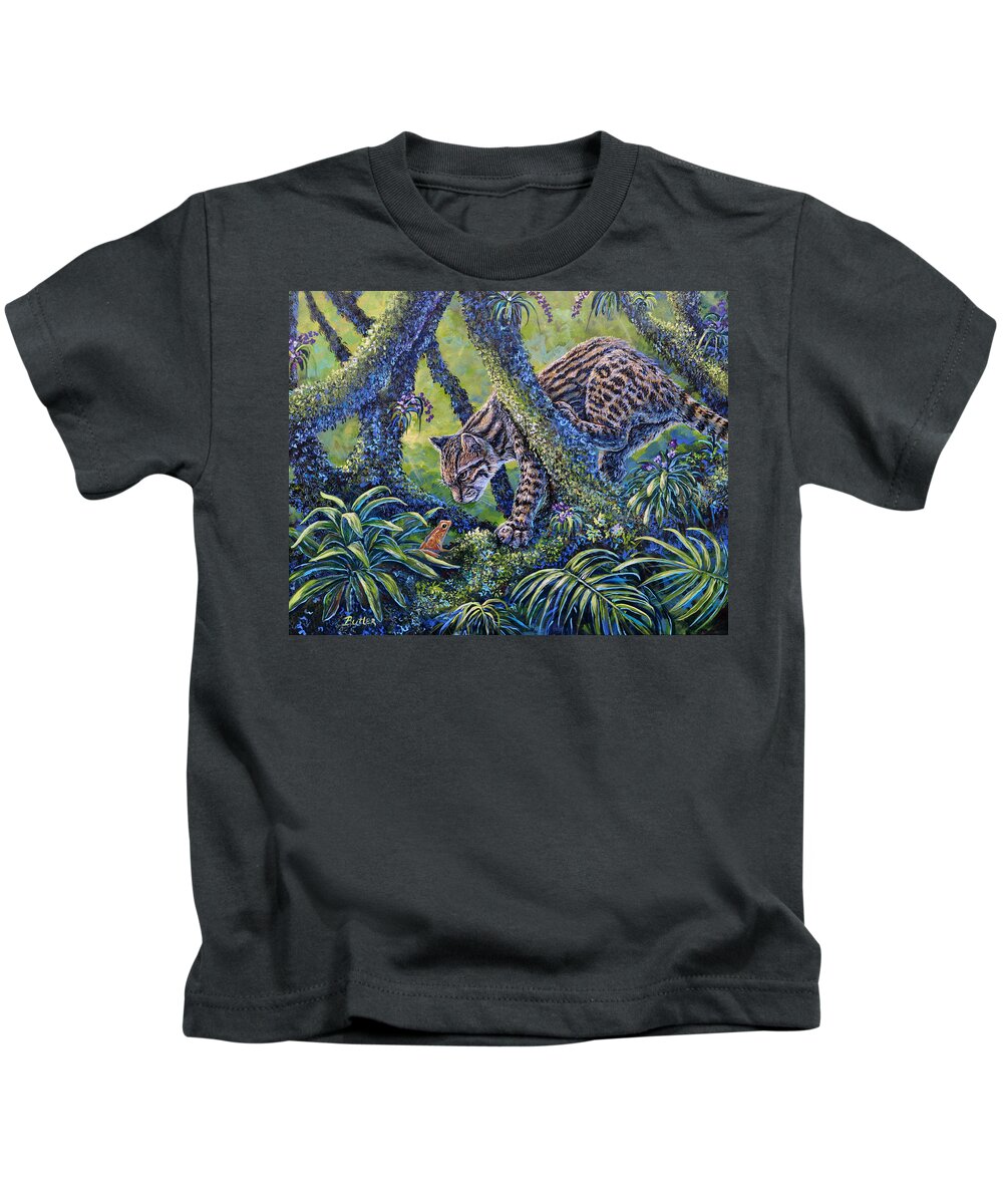Animals Kids T-Shirt featuring the painting Spotted by Gail Butler