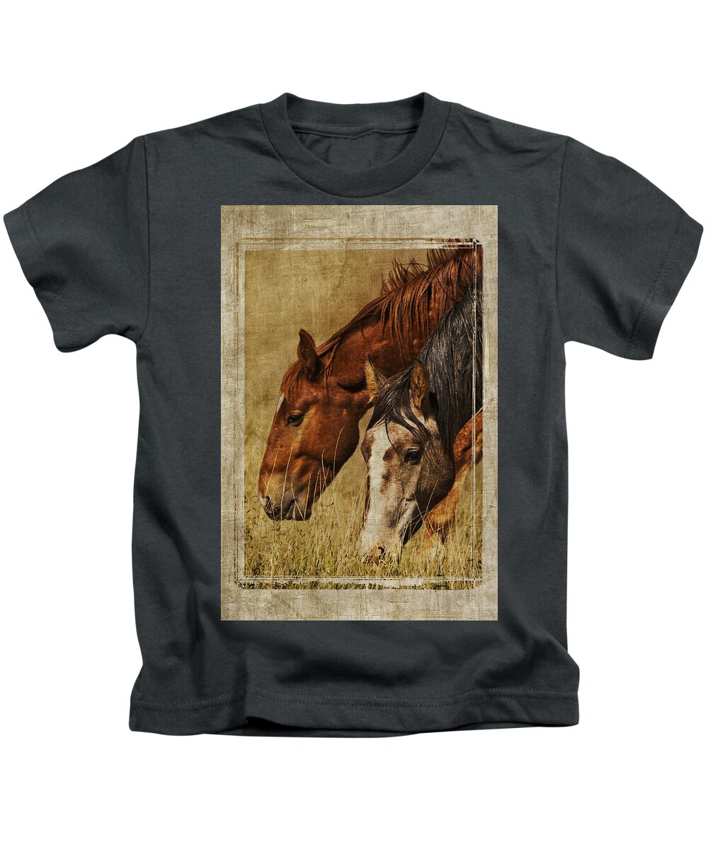 Spring Creek Basin Wild Horses Kids T-Shirt featuring the photograph Spring Creek Basin Wild Horses by Priscilla Burgers