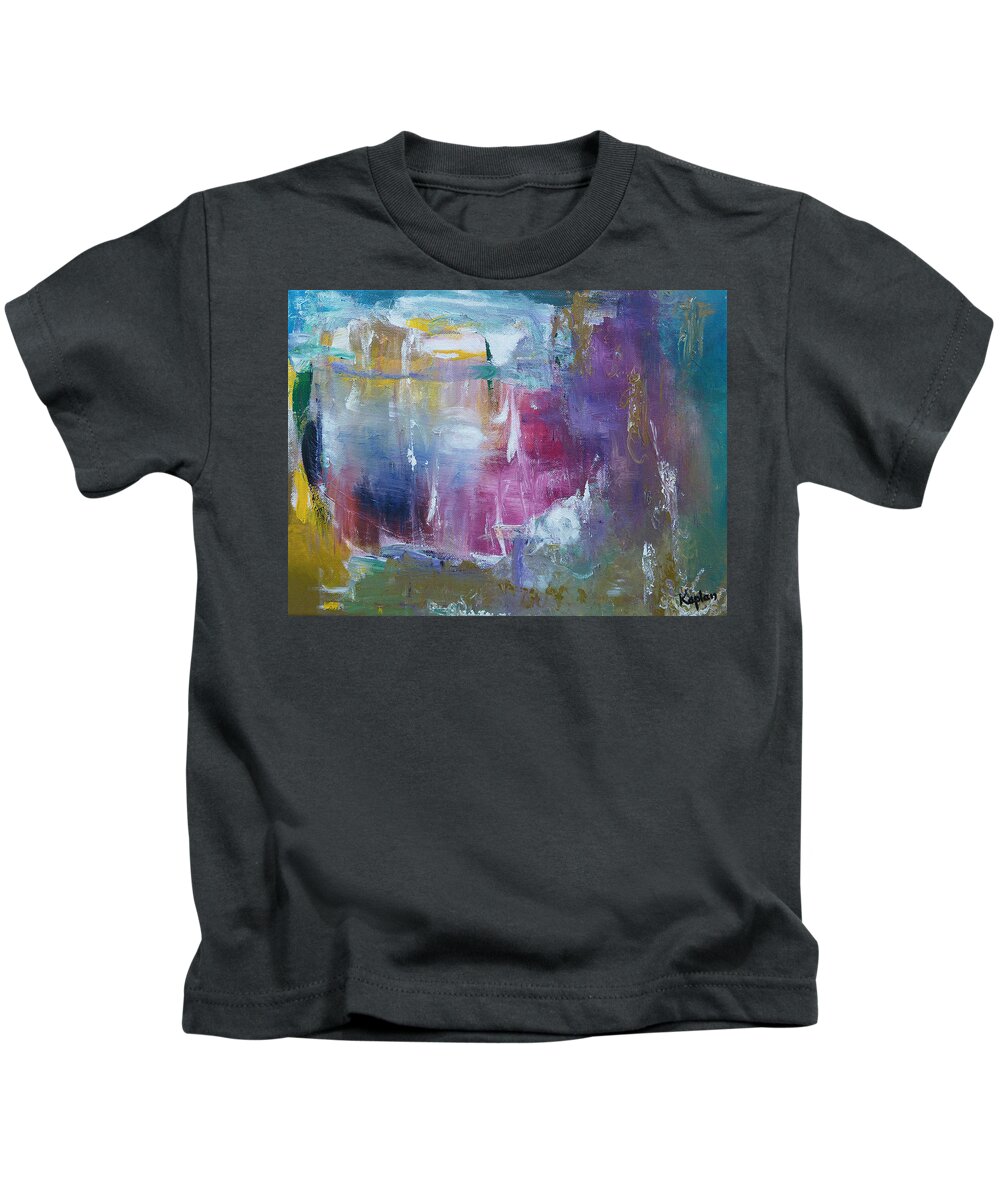 Derek Kaplan Art Kids T-Shirt featuring the painting Storm In The Universe by Derek Kaplan