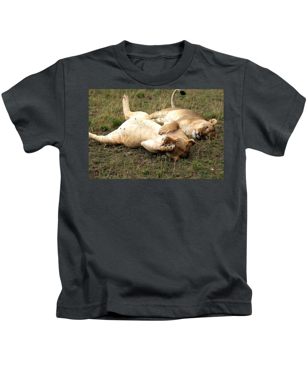 Lion Kids T-Shirt featuring the photograph Stuffed by Aidan Moran