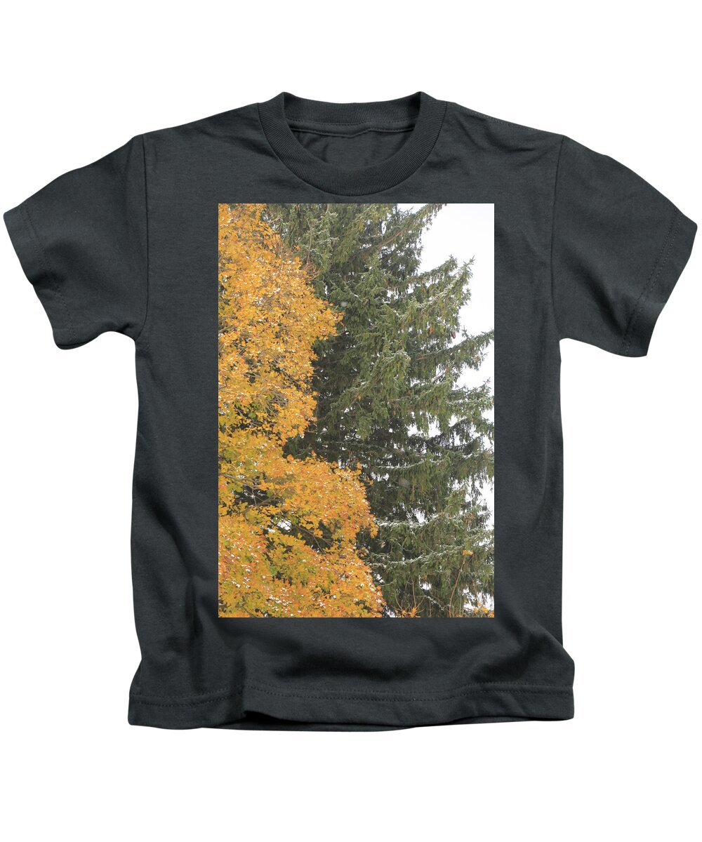 Christmas Tree Kids T-Shirt featuring the photograph Sugar Maple and Evergreen by Valerie Collins