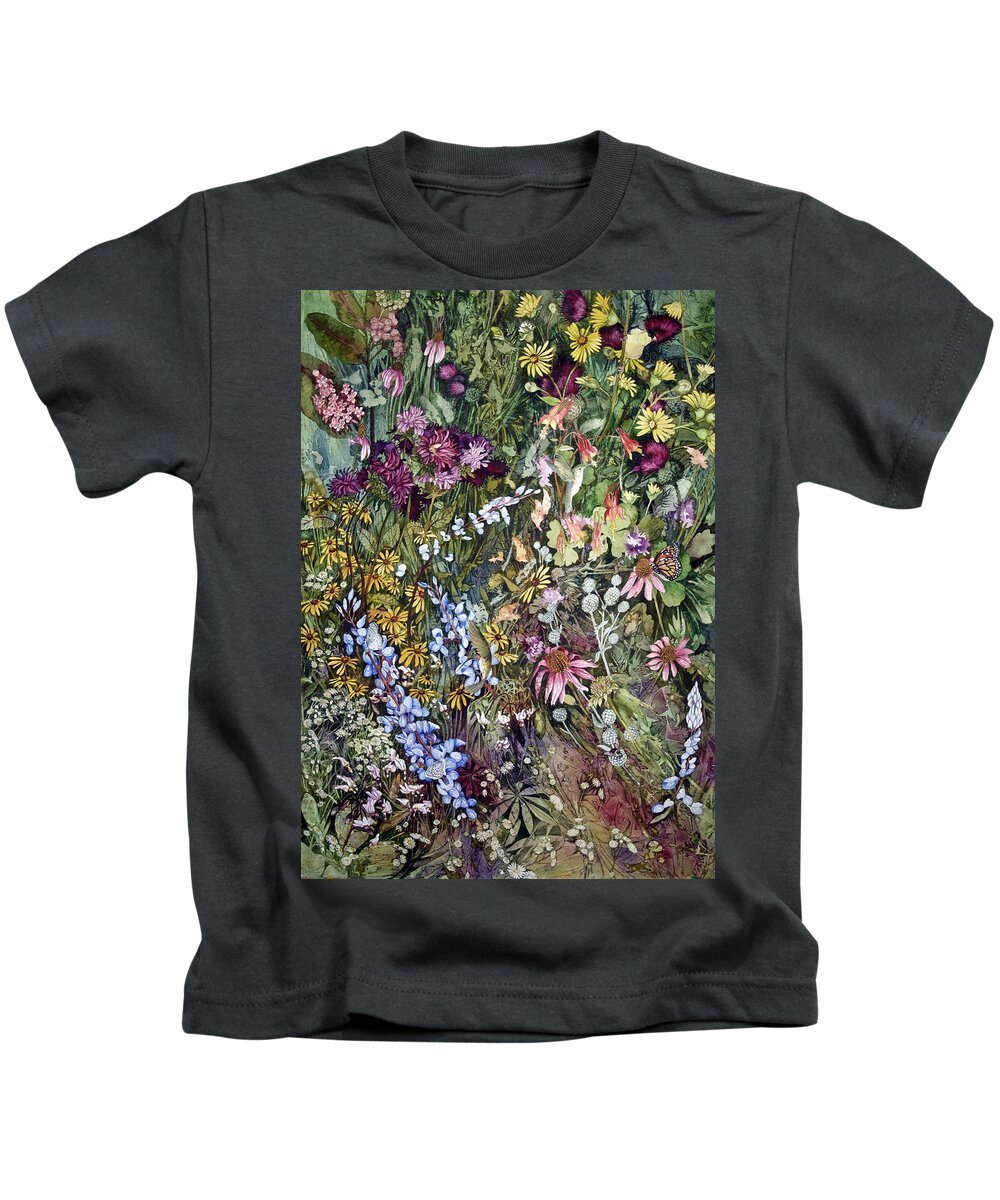 Flinch Kids T-Shirt featuring the painting Summer Prairie I by Helen Klebesadel