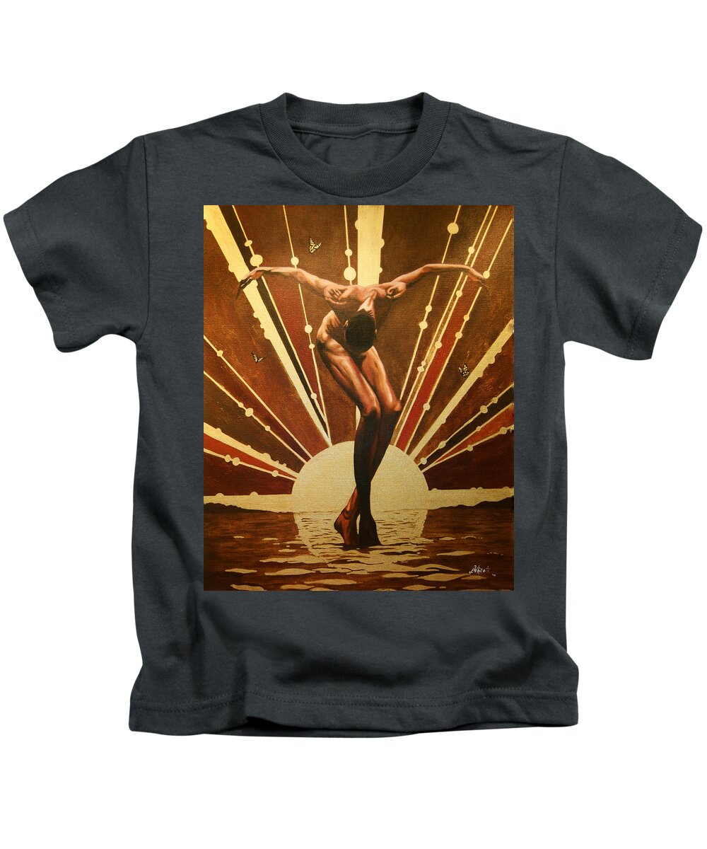 Woman Kids T-Shirt featuring the painting Sun Rise by Jerome White