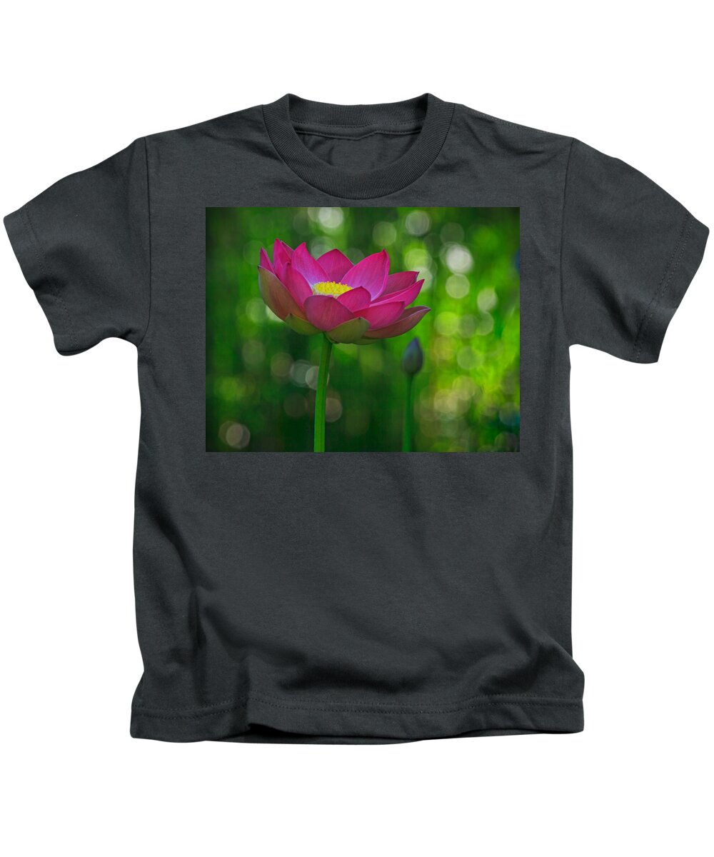 California Kids T-Shirt featuring the photograph Sunlight on Lotus Flower by Beth Sargent