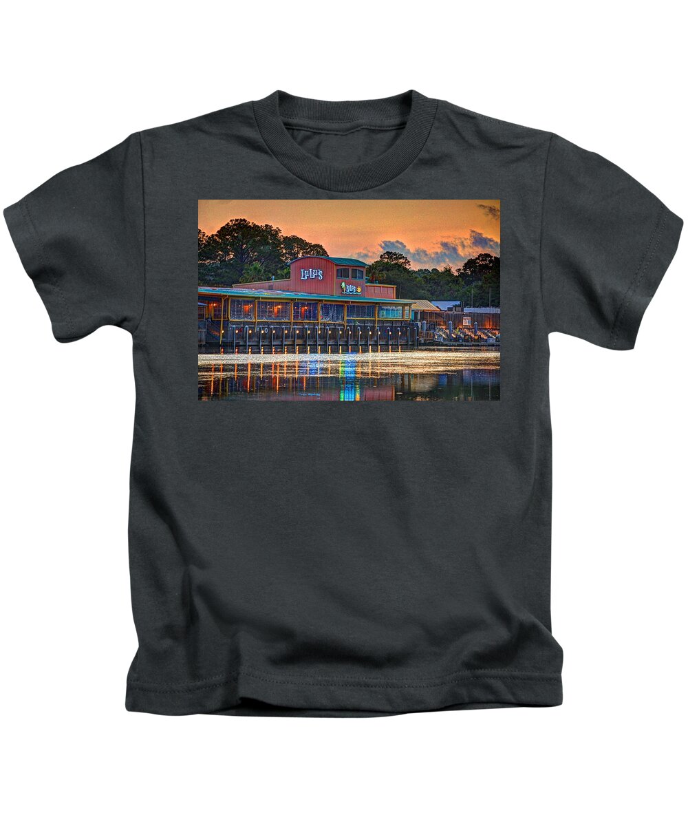 Palm Kids T-Shirt featuring the digital art Sunrise at Lulu's by Michael Thomas