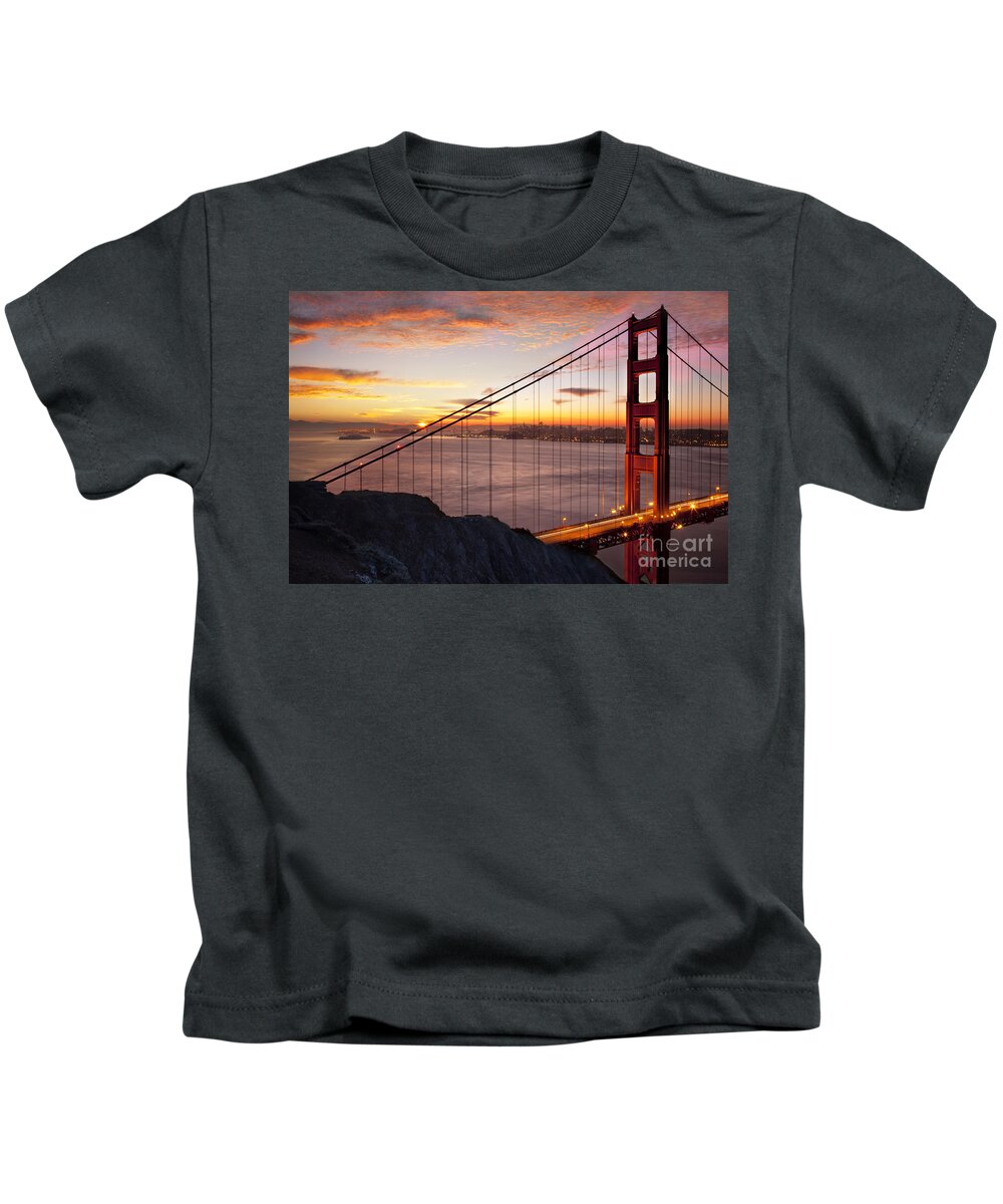 Sunrise Kids T-Shirt featuring the photograph Sunrise over the Golden Gate Bridge by Brian Jannsen
