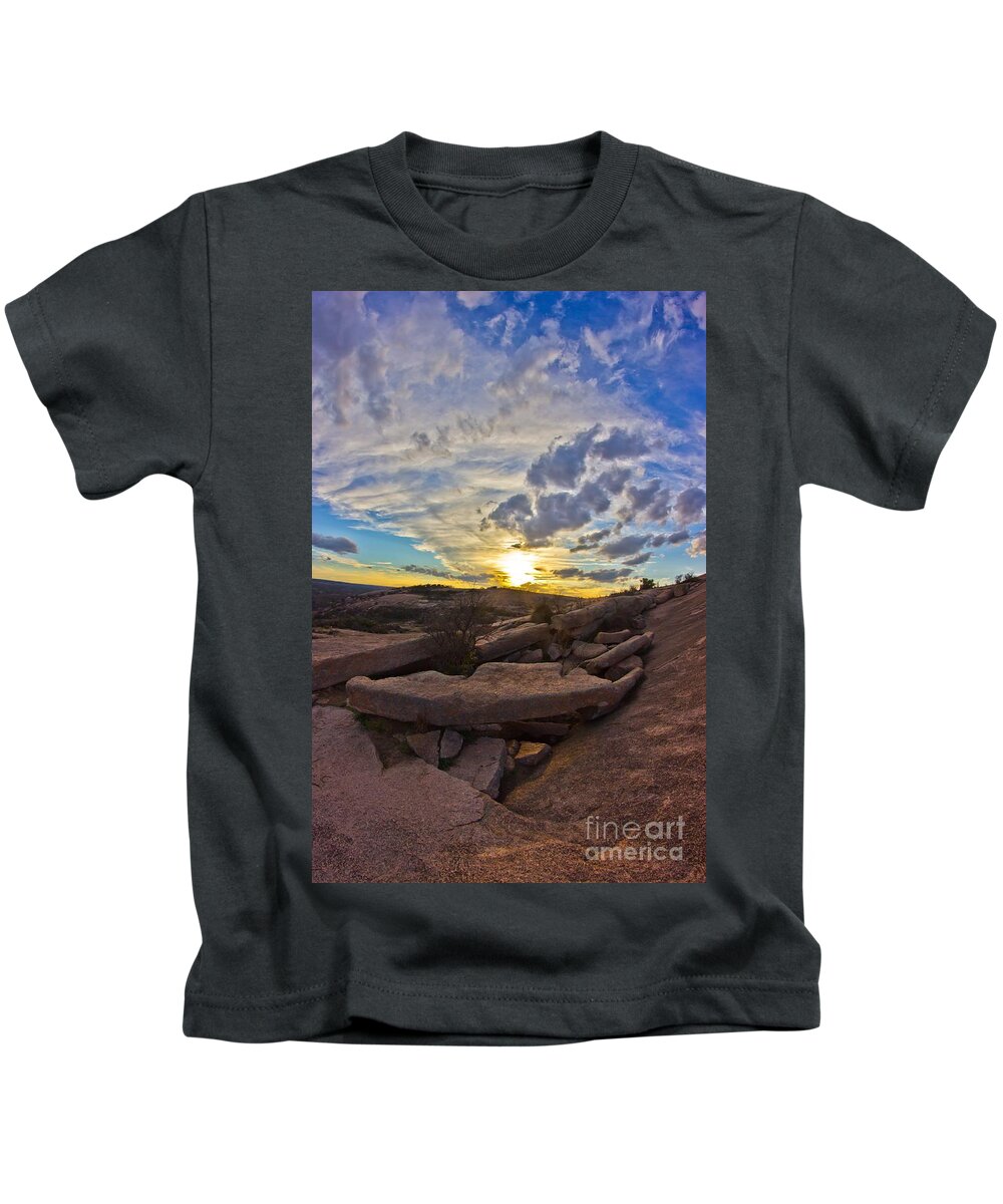 Michael Tidwell Photography Kids T-Shirt featuring the photograph Sunset at Enchanted Rock State Natural Area by Michael Tidwell