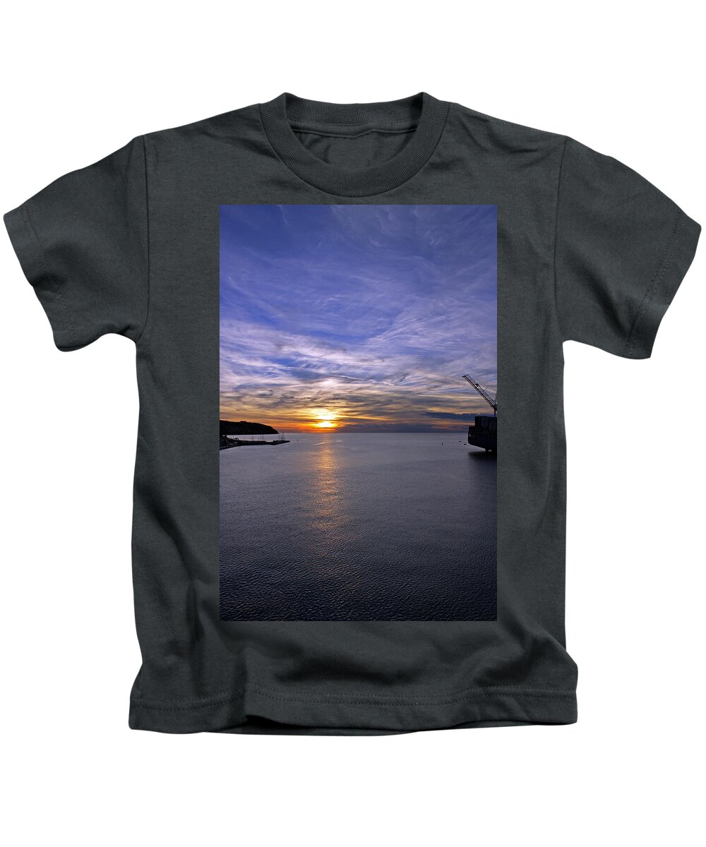 Setting Sun Kids T-Shirt featuring the photograph Sunset in Adriatic by Tony Murtagh