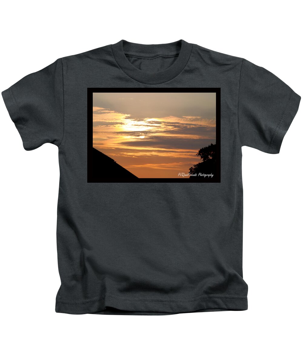 Sunset Kids T-Shirt featuring the photograph Sunset in Orange by PJQandFriends Photography