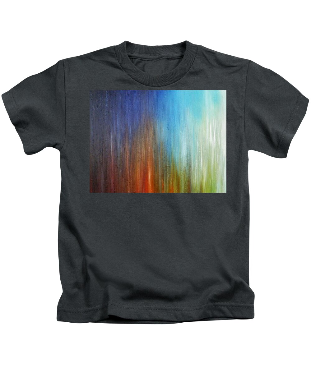 Derek Kaplan Art Kids T-Shirt featuring the painting Sunshine In The rain by Derek Kaplan