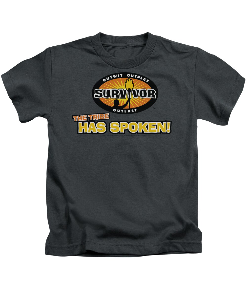 Survivor Kids T-Shirt featuring the digital art Survivor - Tribe Has Spoken by Brand A