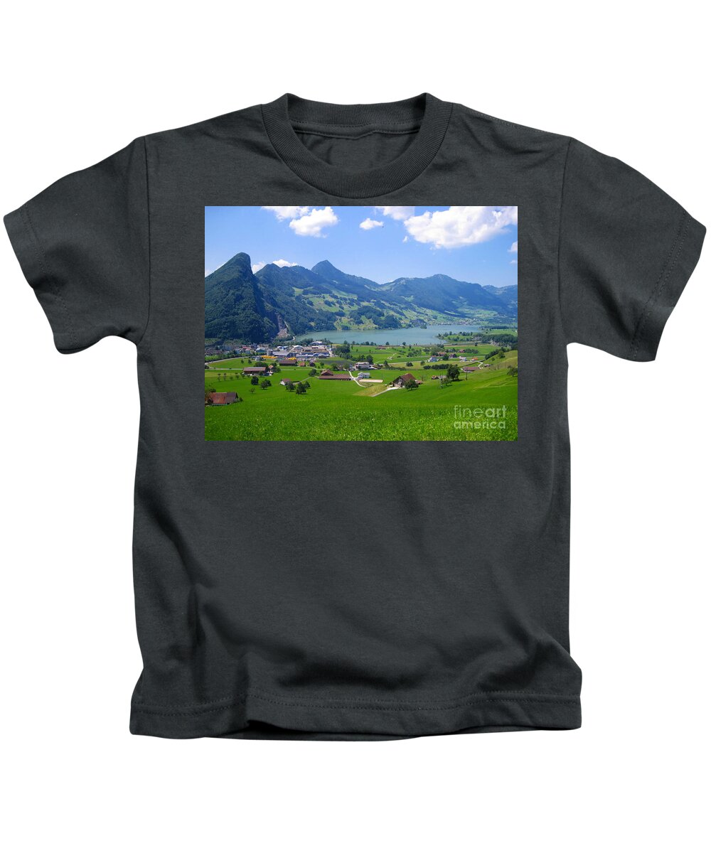 Alps Kids T-Shirt featuring the photograph Swiss Landscape by Amanda Mohler