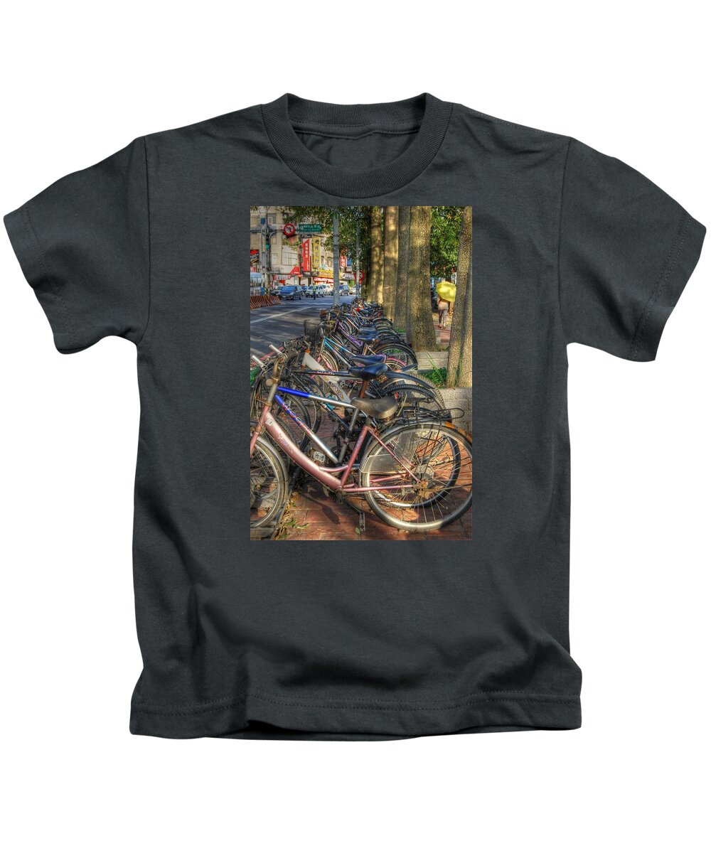 Taiwan Kids T-Shirt featuring the photograph Taiwan Bikes by Bill Hamilton