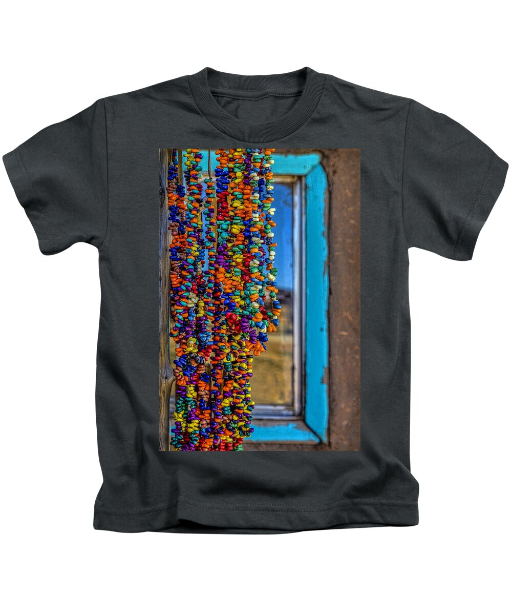 Turquoise Kids T-Shirt featuring the photograph Taos Beads by Diana Powell
