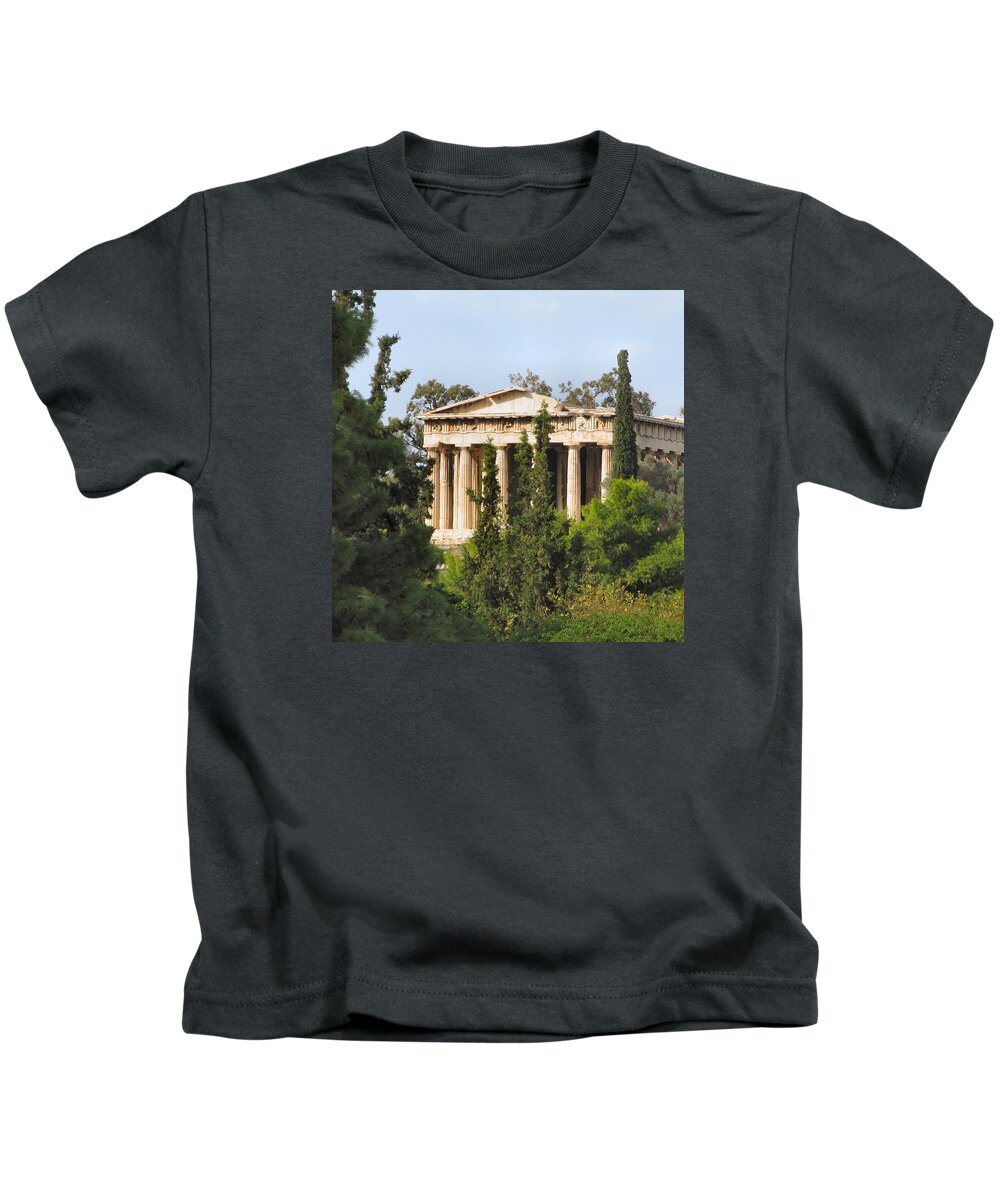 Ancient Greece Kids T-Shirt featuring the photograph Temple of Hephaestus - Athens, Greece by Lin Grosvenor