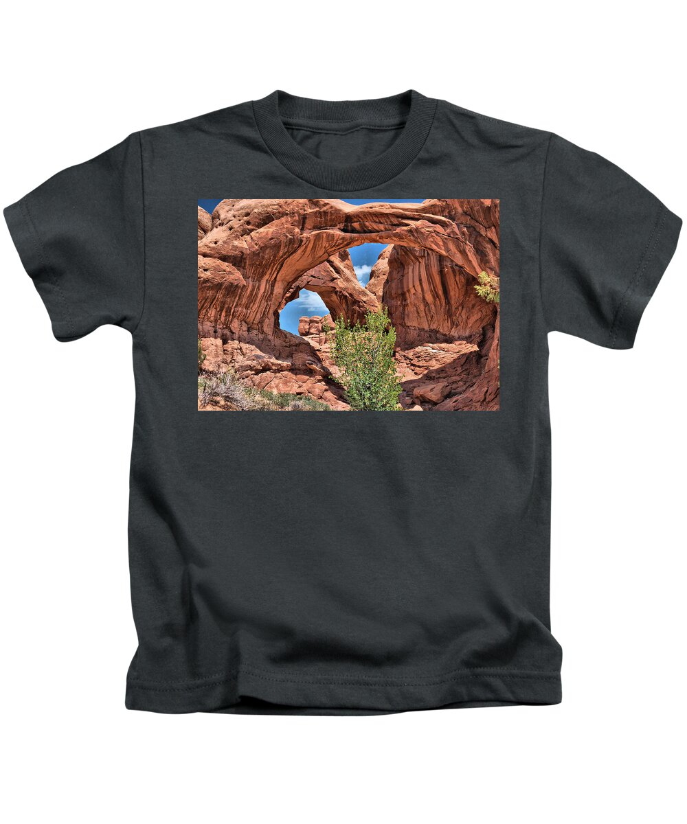 Double Arch Kids T-Shirt featuring the photograph The Double Arch - Arches National Park by Gregory Ballos