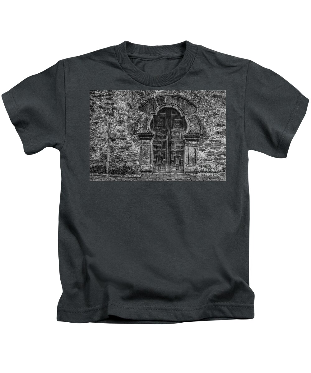 San Antonio Kids T-Shirt featuring the photograph The Mission door by Paul Quinn