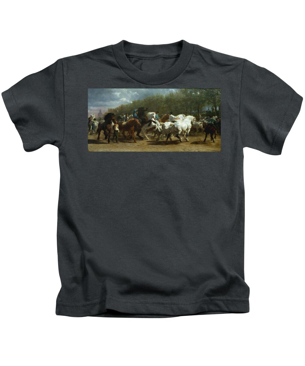 Rosa Bonheur Kids T-Shirt featuring the painting The Horse Fair by Rosa Bonheur