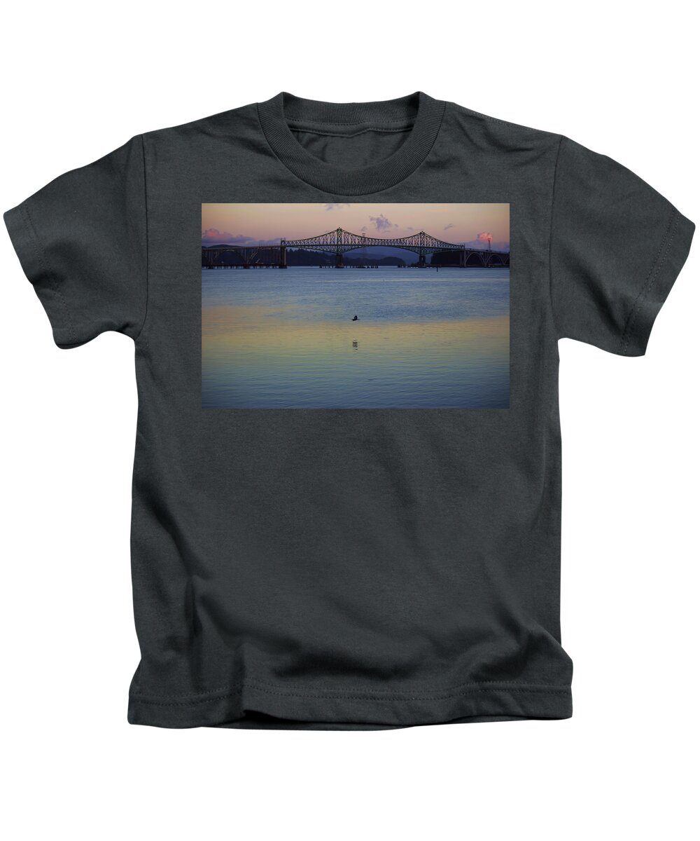  Kids T-Shirt featuring the photograph The large bridge by Cathy Anderson