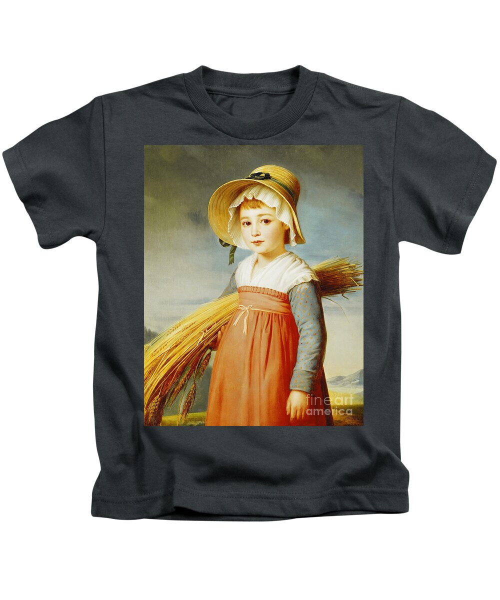 Gleaner Kids T-Shirt featuring the painting The Little Gleaner by Christophe Thomas Degeorge